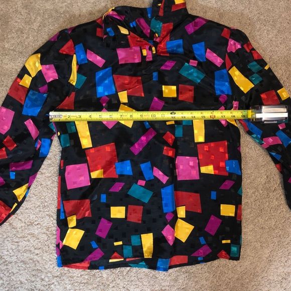 Laura & Jayne Collection Multicolor Colorblock High Neck Blouse, Size 8 - Picture 2 of 9